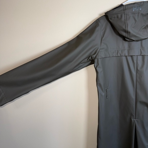 Women's Helly Hansen Women’s Kirkwall ll Dark Grey Green Hooded Raincoat Size L - Picture 7 of 12